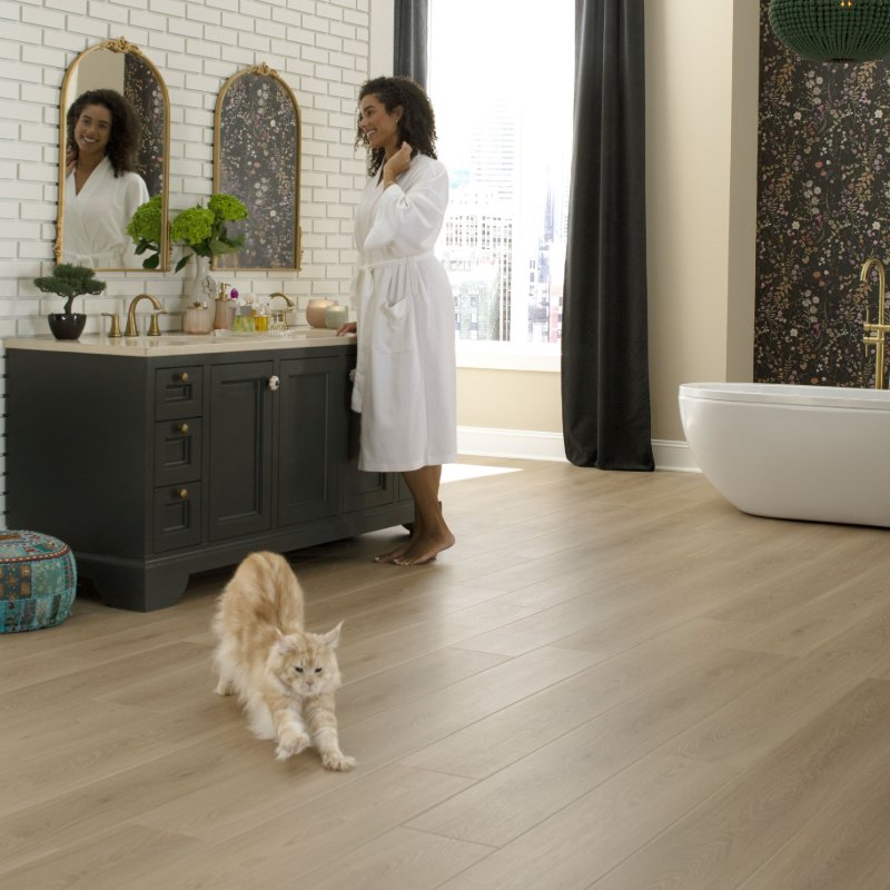 Karastan Luxecraft Waterproof Flooring in a bright bathroom